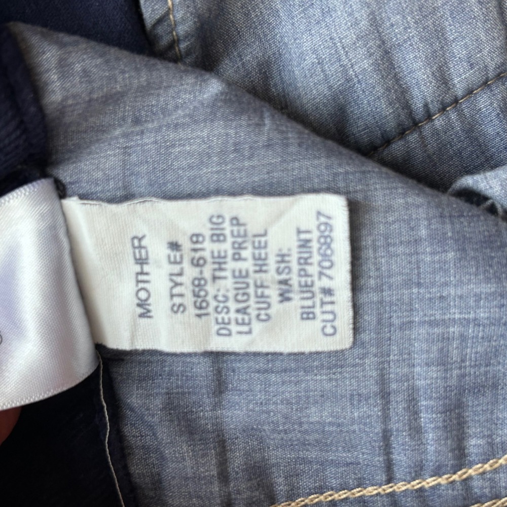 Mother The Big-League Prep‎ Cuff Heel Corduroy Pants Navy Blue Wide Leg - Picture 10 of 11